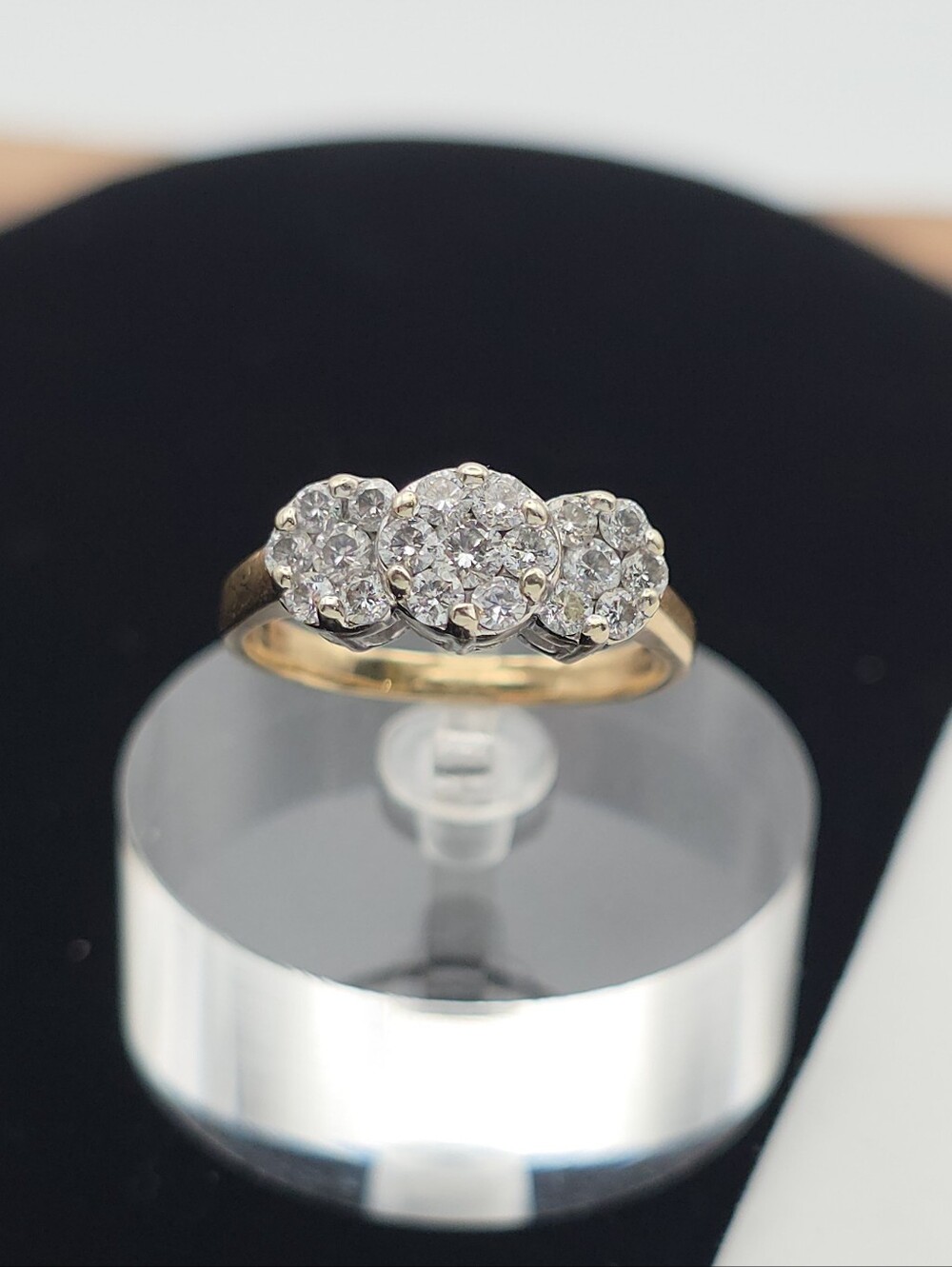 Fine Estate Jewelry Fantasy Diamond Corp 14k Three Stone Cluster Ring 1ctw